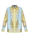 Versace Formal Shirt Silk Twill Print Spring Barocco Foula In Blue
