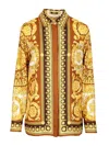 Versace Barocco Silk Shirt In Gold