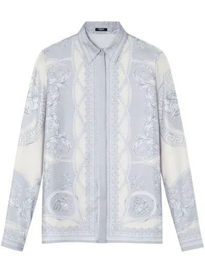 VERSACE SILK TWILL SHIRT WITH LA COUPE DES DIEUX PRINT