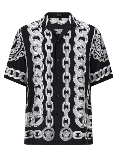 VERSACE VERSACE SILK TWILL SHIRT WITH MEDUSA CHAINS PRINT