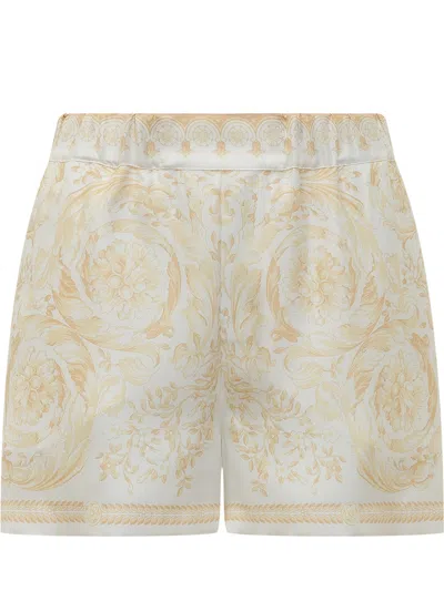 Versace Silk Twill Shorts - Ss26 Collection In Neutral