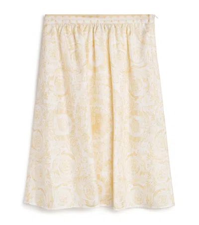 Versace Kids' Silk Twill Skirt In Brown