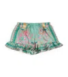 Versace Silk Underwater Barocco Shorts In Green