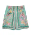 Versace Silk Underwater Barocco Shorts In Green