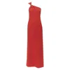 Versace Silk Virtv Clasp One Shoulder Gown Dress In Red