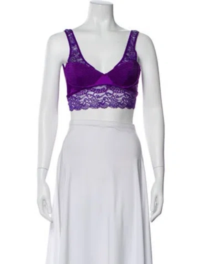 Pre-owned Versace Silk V-neck Sports Bra W/ Tags In Multi