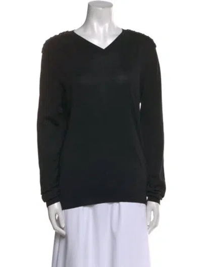 Pre-owned Versace Silk V-neck Sweatshirt In Black