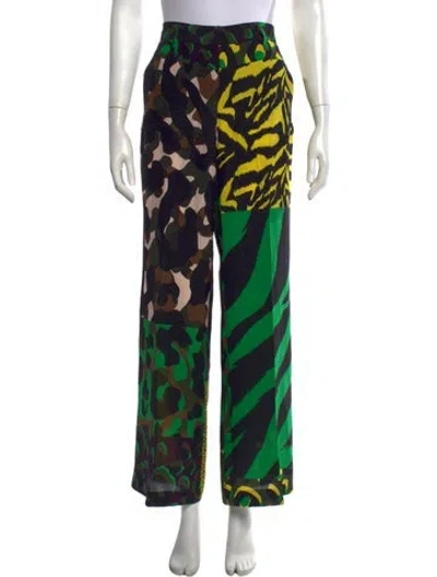 Pre-owned Versace Silk Wide Leg Pants In Black