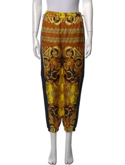 Pre-owned Versace Silk Wide Leg Pants In Gold