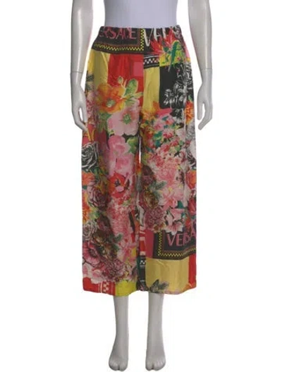 Pre-owned Versace Silk Wide Leg Pants In Multi