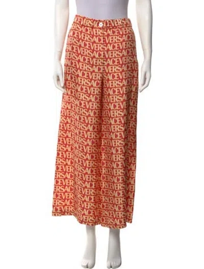 Pre-owned Versace Silk Wide Leg Pants In Pink