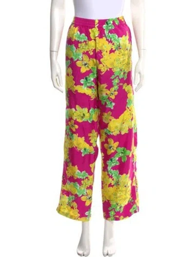 Pre-owned Versace Silk Wide Leg Pants In Pink