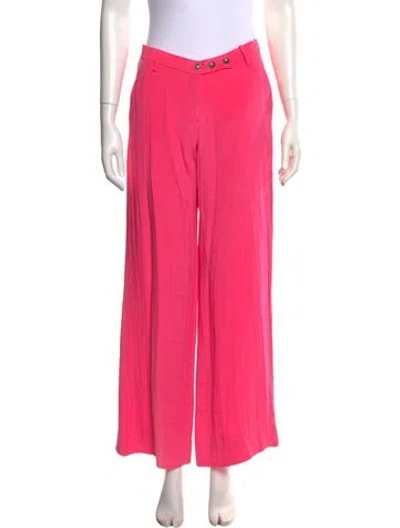 Pre-owned Versace Silk Wide Leg Pants In Pink