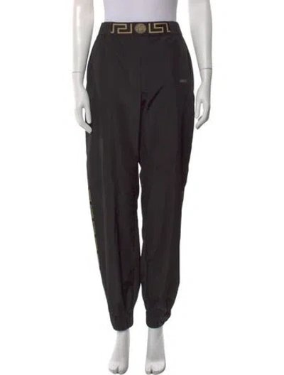 Pre-owned Versace Silk Wide Leg Pants In Purple