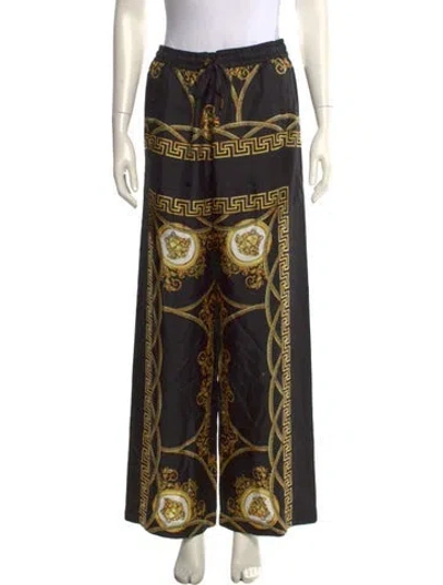 Pre-owned Versace Silk Wide Leg Pants W/ Tags In Black