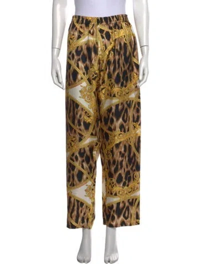 Pre-owned Versace Silk Wide Leg Pants W/ Tags In Neutrals