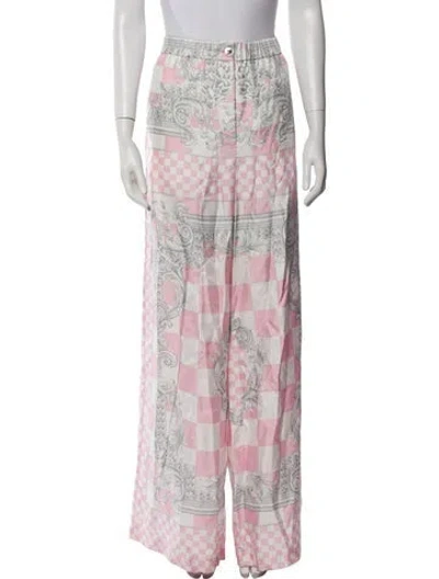 Pre-owned Versace Silk Wide Leg Pants W/ Tags In Pink