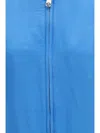 Versace Silk Zip Bomber Jacket In Blue