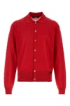 Versace Silk Blend Cardigan Collared Design In Red