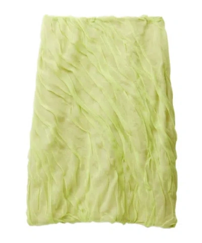 Versace Silk-chiffon Draped Pencil Skirt In Green