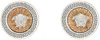 VERSACE SILVER & GOLD CRYSTAL ICON STUD EARRINGS