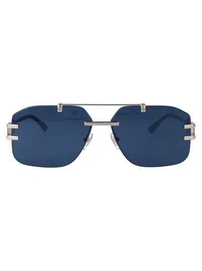 Versace Silver Blue Metal Sunglasses