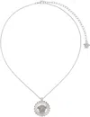 Versace Silver Crystal Medusa '95 Necklace In 4j750-palladium-blac