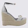 Versace Women's Medusa '95 Leather Wedge Sandals In Silver