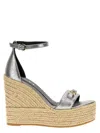 Versace 'gorgone '95' Espadrille Wedges In Silver