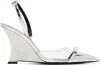Versace Gianni Ribbon Wedge-pumps 95mm In 2t08p-trasparent+sil