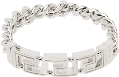 Versace Silver Greca Chain Bracelet In 3j030-palladium