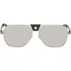 Versace Silver Greca Flow Navigator Sunglasses In Silver