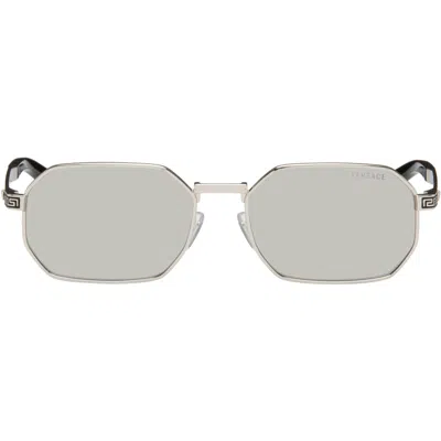 Versace Silver Greca Flow Sunglasses