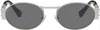 Versace Silver Medusa Deco Oval Sunglasses In 151387