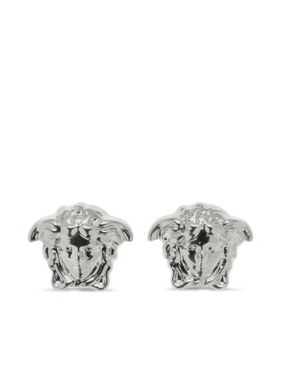 VERSACE SILVER MEDUSA STUD EARRINGS