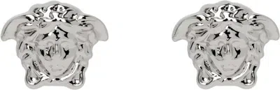Versace Silver Medusa Stud Earrings In 3j030-palladium