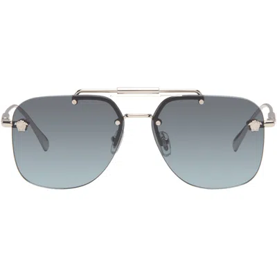 Versace Silver Medusa Sunglasses In White
