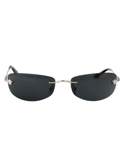Versace Silver Metal Sunglasses In Black