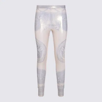 Versace Silver Pants In Metallic