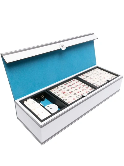 Versace Silver-tone Barocco Print Mahjong Set In Grey