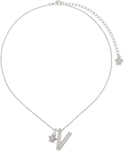 Versace Silver V2025 Chain Necklace In 3j030-palladium