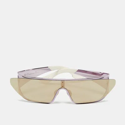 Pre-owned Versace Silver/purple Mirrored A10qv Rihanna Shield Sunglasses In Gray