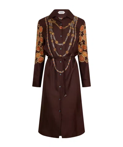 Versace The Lover Printed Silk-twill Mini Dress In Brown