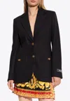 Versace Single-breasted Barocco Blazer In Black