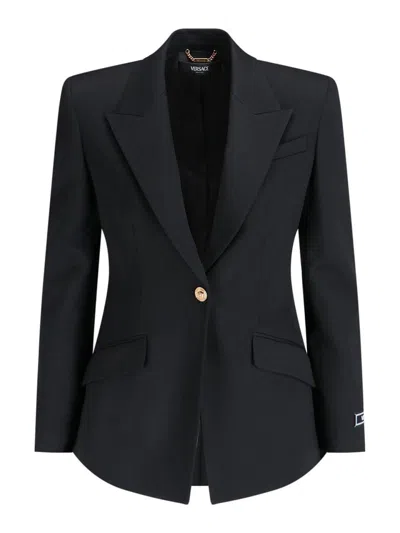Versace Single-breasted Blazer In Black