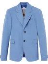 Versace Single-breasted Wool Blazer In Bleu Clair