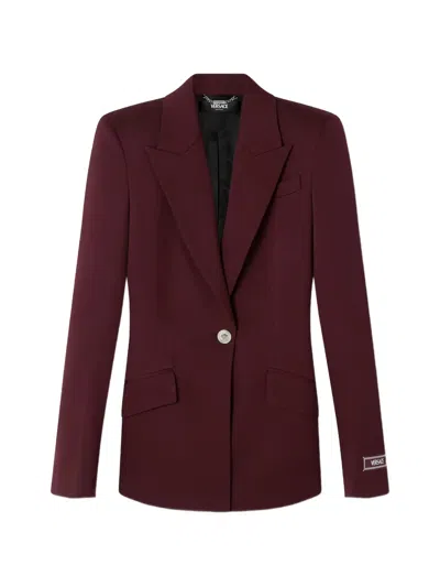 Versace Informal Wool-blend Blazer In Burgundy