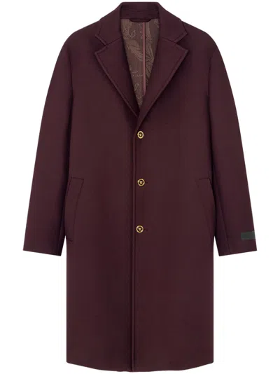 Versace Single-breasted Coat In Red