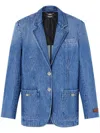 Versace Blue Oversized Tailored Denim Blazer In Blau