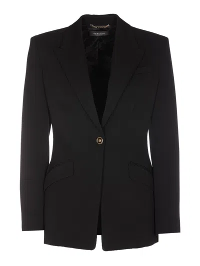 VERSACE SINGLE BREASTED JACKET WITH REVERSE DETAIL
